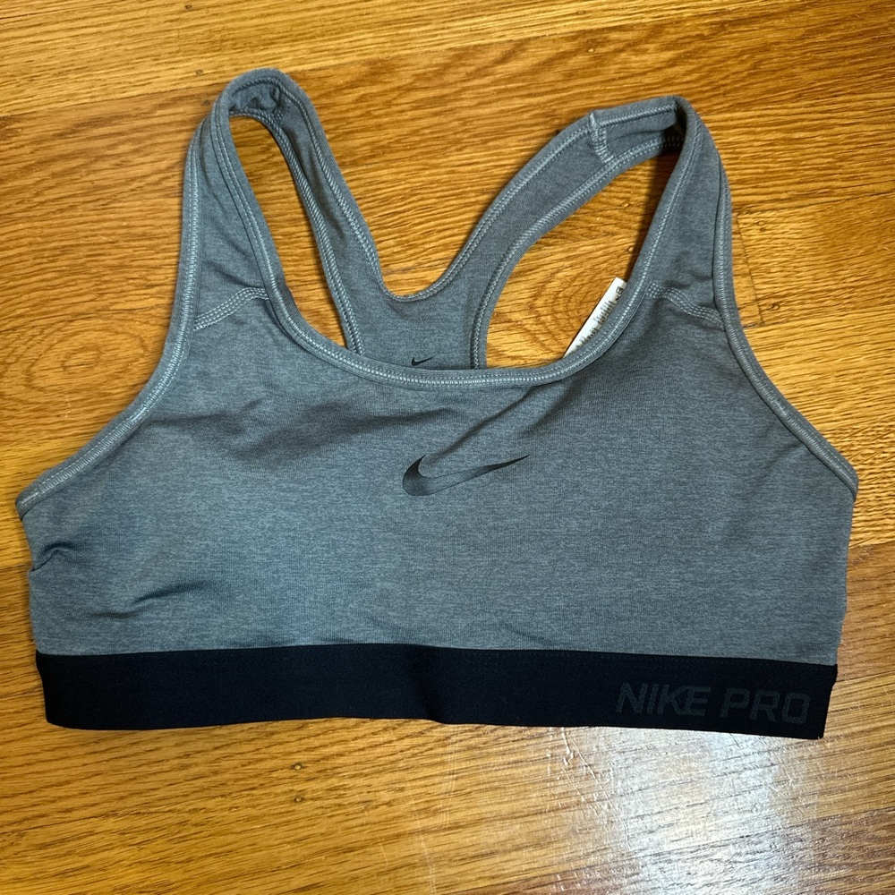 Nike pro grey sports bra